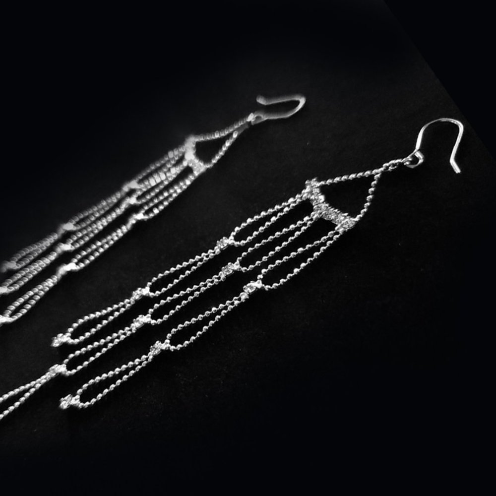 Long Dangle Rhinestone Earrings - Picture 6 of 8